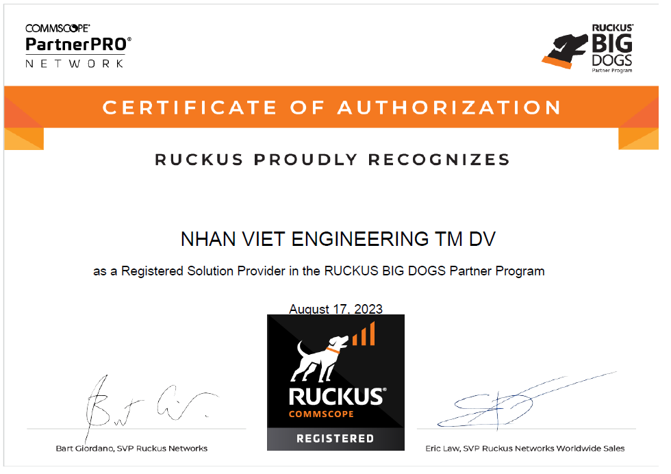 Chứng chỉ Ruckus